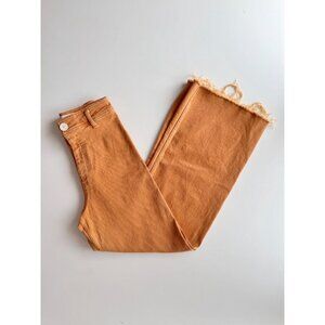 ZARA Marine Orange Stretch Denim High Waisted Wide Leg Jeans, Size 0/22